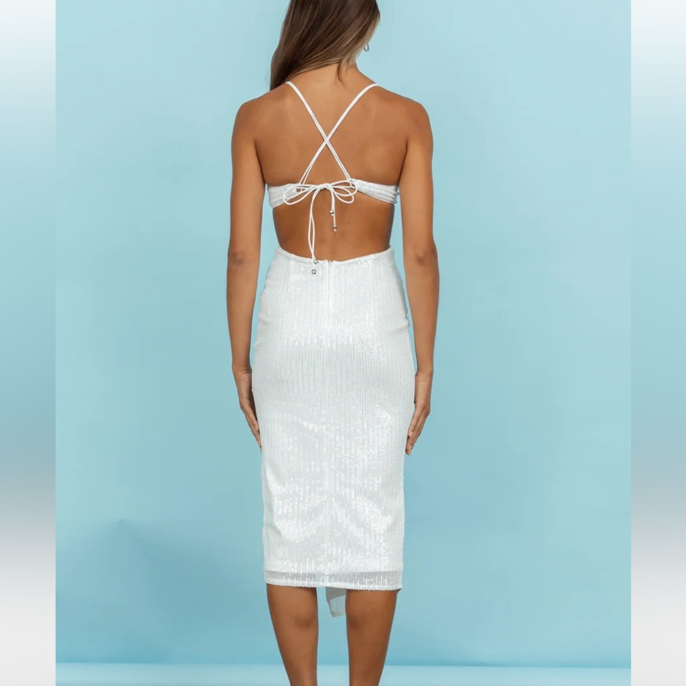 Hello Molly | VIBRANT NIGHT MIDI DRESS SEQUIN | white sequin| worn once | small - Picture 2 of 6